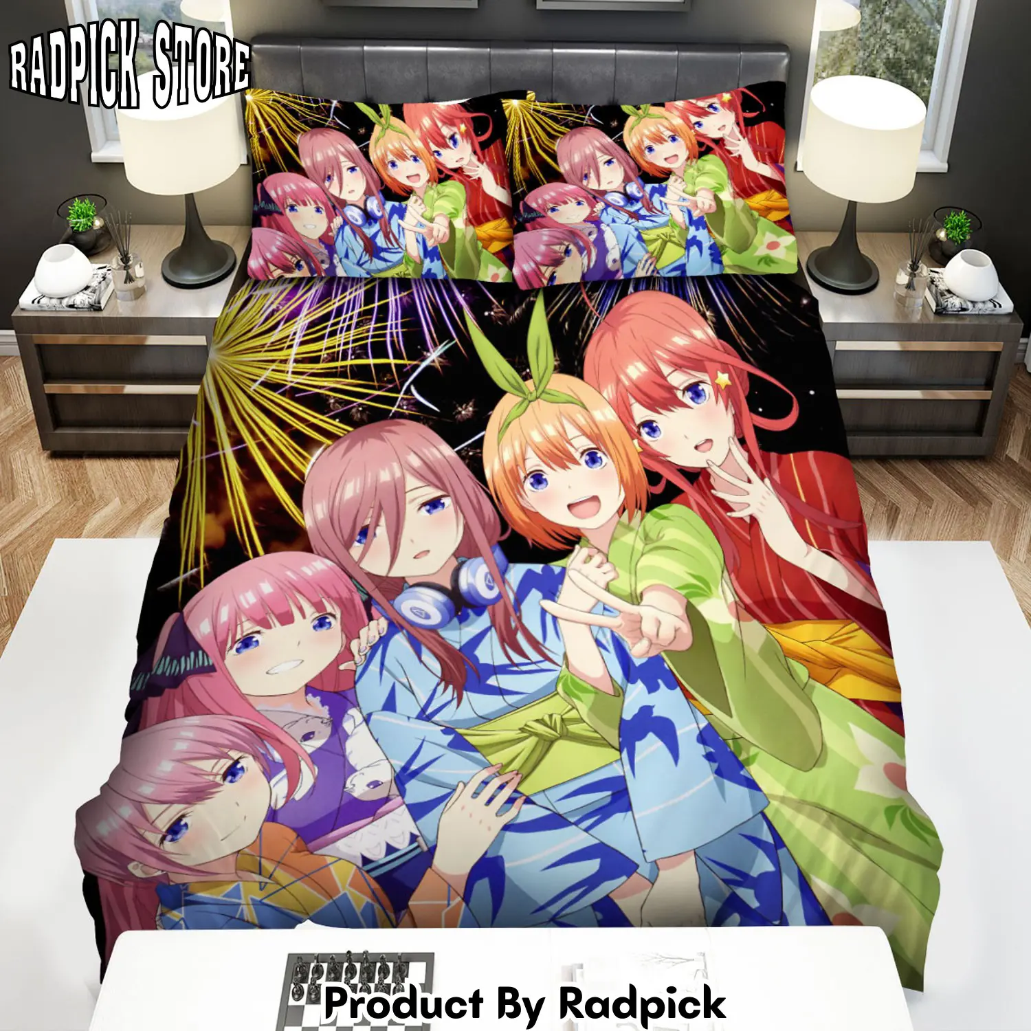 Radpick the quintessential quintuplets on new year eve bed sheets spread duvet cover bedding sets rp327989